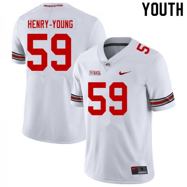 Ohio State Buckeyes #59 Darrion Henry-Young Youth Football Jersey White OSU66535